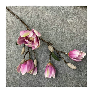 <b>Artificial</b> Magnolia Flower Single <b>Stem</b> 30cm-100cm Wedding Decoration Silk Flowers 4 Head Branch - Product Image 5