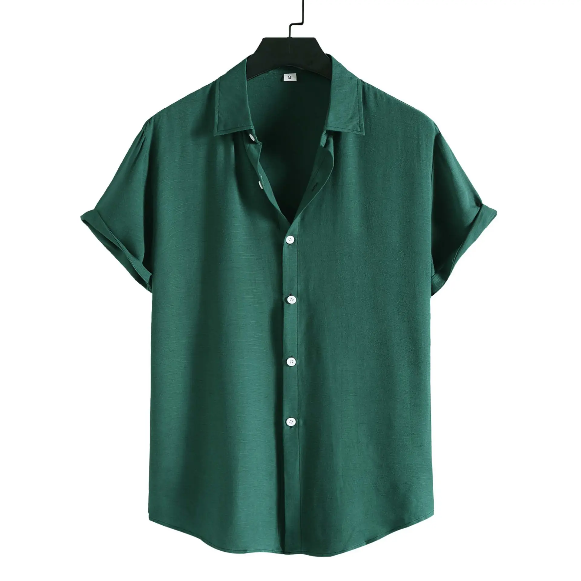Drop-shipping 2022 Men's Fashion Trend Casual Solid Color 100% Polyester Short Sleeve Blank Custom Shirt