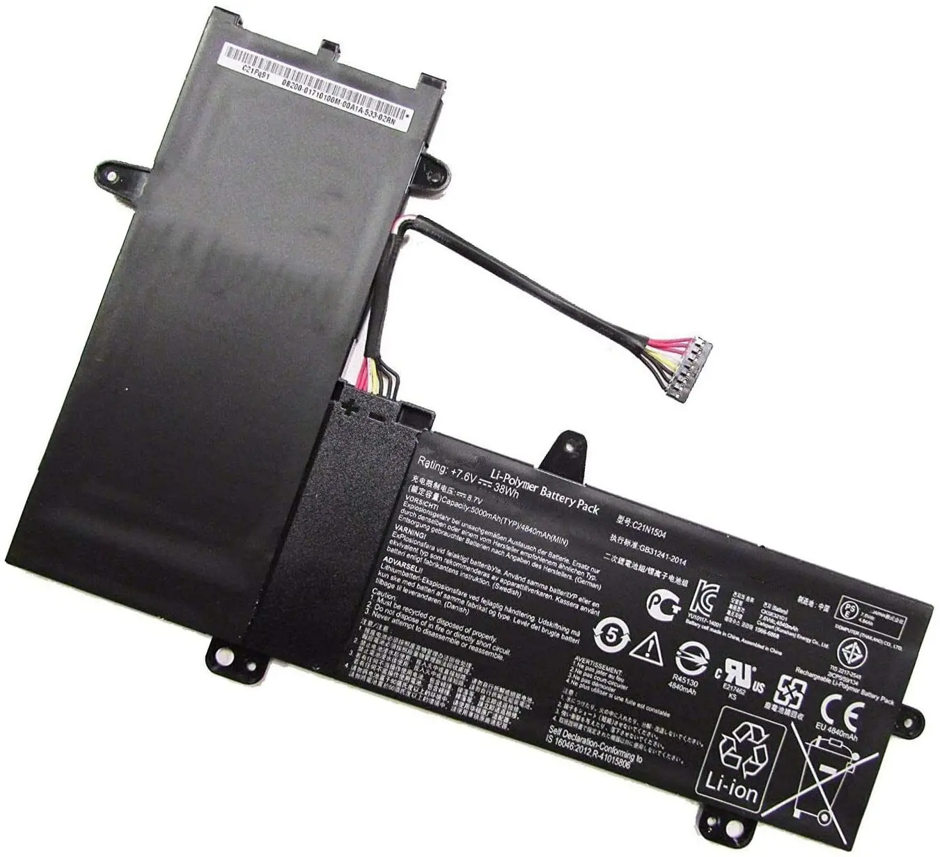 Batería de repuesto para ordenador portátil Asus C21N1504, 7,6 V, 4840mAh, 38Wh, transformador, libro, Flip TP200SA, serie C21, N1504