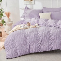 Parure de lit 7 pièces personnalisée OEM ODM en seersucker bulle, microfibre brossée double face, couleur unie, drap-housse à poches profondes style Princesse