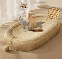 Lit pour chat ovale en bois robuste, griffoir durable, résistant à l'humidité, construction anti-chute, jouet amusant pour chat, expérience de griffonnage saine et idéale
