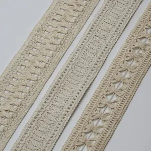 Wholesale 50mm Nature Color Cotton Crochet Ribbon Trims For Decoration Crafts Clothing