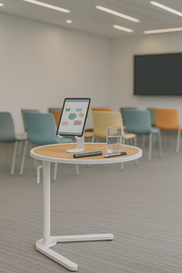 Table d'appoint ronde moderne en mélamine réglable en hauteur avec support pour <span class=keywords><strong>tablette</strong></span> pour bureau, maison, école, hôpital - Product Image 4