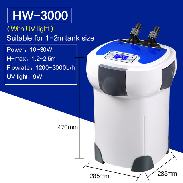 SUNSUN Aquarium Filter HW-3000 Energy Electricity Saving Plastic Fish tank Canister External Filter with 9W UV