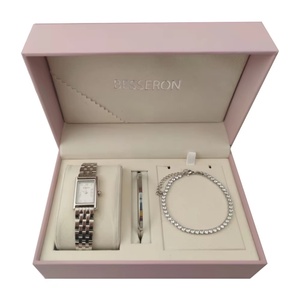 Reloj de Cuarzo de Acero Inoxidable con Zirconia, Diseño de Lujo, en Oferta, con Esfera de Puntero, Juego de Joyería para Mujer, 3 Piezas - Product Image 2