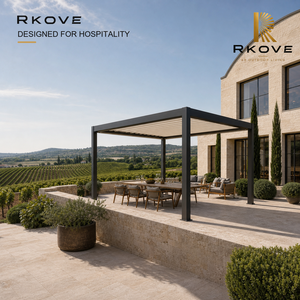Gazebo Bioclimático Moderno de Aluminio RKOVE RK-S2 con Techo de Láminas Ajustables para Hoteles, Resorts y Comedores en Viñedos Privados - Product Image 5