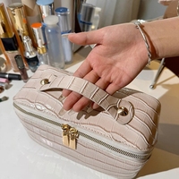 Sac de rangement multifonctionnel pour maquillage femme, organiseur de beauté en PU effet crocodile, porte-pinceaux, sacs cosmétiques en cuir