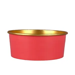 Factory Hot Sales 500ml 750ml 1000ml Paper Bowls With Lids For Hot Food Gold Foil Food Container Disposable Salad Paper Bowls