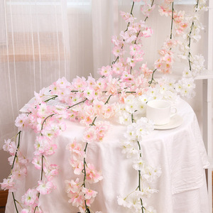 Guirlande artificielle de fleurs de cerisier Hanxi, 180 cm, fleurs en soie, décoration suspendue pour mariage, salon - Product Image 1