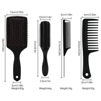 Noir 4 pièces brosse démêlante ensemble de brosses à cheveux pour soins des cheveux bouclés outils de coiffure ensembles de peignes à coussin d'air