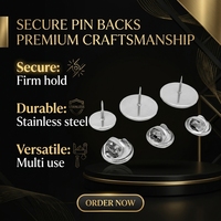 Base de broche en acier inoxydable avec attache à pression, porte-badge de revers, plateau pour cabochon, accessoire de fixation sécurisé pour la fabrication de bijoux DIY