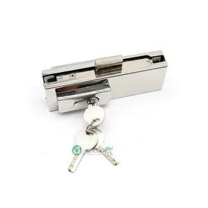 Stainless Steel 304 Corner Lock with Brass Cylinder Glass Door Patch Lock Fitting