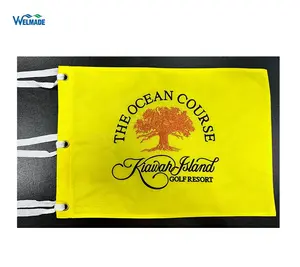 Bendera pin golf buatan kustom logo bordir bendera klub golf kustom