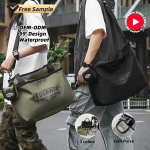 2 in 1 Logo kustom tahan air tiga warna nilon uniseks dompet koin Bolso tas tangan latihan kebugaran tas selempang bahu bepergian - Product Image 1