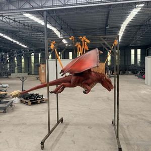 Grande statue de dragon rouge grandeur nature avec écailles détaillées pour la décoration de festivals et d'expositions - Product Image 3