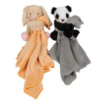 Nouveau-né bébé mignon lapin en peluche peluche PP bavoirs remplis de coton et couverture de sécurité avec hochet compagnon de couchage