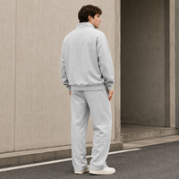 Ensemble de survêtement streetwear deux pièces pour homme, coupe oversize, en molleton bouclette épais, col montant zippé, uni, marque privée