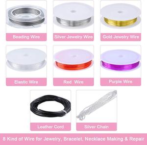 <span class=keywords><strong>Kit</strong></span> de fabrication de <span class=keywords><strong>bijoux</strong></span> avec outils, fournitures, perles, fils, breloques <span class=keywords><strong>pour</strong></span> adultes, adolescents, enfants, filles, colliers, bracelets, boucles d'oreilles, pendentifs - Product Image 5