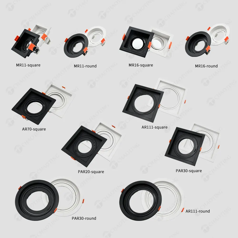 ABS Plastic Down Lamp Spot Light Mr16 PAR30 Housing For LED COB Modules LED Light Fixtures MR16 GU10 Spotlight Fitting Downlight