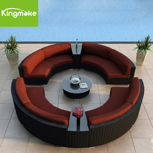 Meubles d'extérieur Garden Treasures Poly Rattan Chair <span class=keywords><strong>Table</strong></span> Coffee Set Sun Set Round Sofa Set - Product Image 2