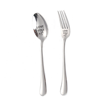 Ensemble de couverts professionnels en acier inoxydable gravés sur mesure, 6 pièces - Cuillères et fourchettes de table pour fête, ensemble de 6 pièces