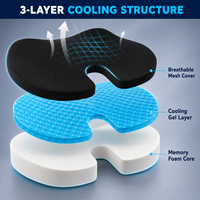 Coussin de siège en mousse à mémoire de forme avec gel rafraîchissant noir, support 3 couches, housse en maille respirante, soulagement du coccyx, fournisseur de chaises de bureau