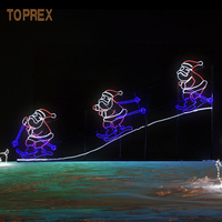 Luces Decorativas Navideñas TOPREX con Forma de Tren de Santa Claus, Iluminación LED Animada en 2D para Exteriores