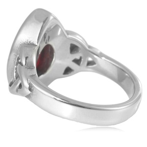yunnique Men's <b>Titanium</b> Steel <b>Ring</b> Red Gemstone Bezel Setting Celtic Knot Design Wedding Jewelry Gift Geometric Fashion <b>Ring</b> - Product Image 3