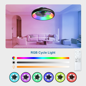 19.3" <b>RGB</b> Color Changing Ceiling Fan with Light 6-Speed Silent Reversible Motor for Bedroom Black - Product Image 2