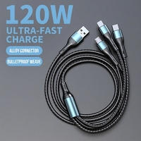 Cable de Carga Múltiple, Cable de Carga 3 en 1, Cable de Carga Rápida USB de 3A con Conector Micro USB Tipo C-L para Teléfono