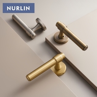 Poignée de porte avec serrure à mortaise Nurlin en laiton, clés factices pour la confidentialité, salle de bain, B52-08, laiton antique