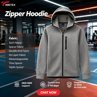 Sweat à capuche zippé TIMETEX pour homme, en tissu Spacer à haute élasticité, séchage rapide, avec poche, en polyester, style sportif, vente en gros OEM