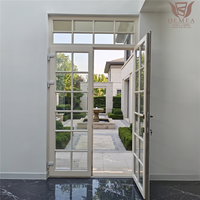 Puerta de Madera Sólida de Color Personalizado para Entrada de Villa Francesa de Lujo, con Paneles de Vidrio Transparente, Estilo Contemporáneo, Aislamiento Térmico