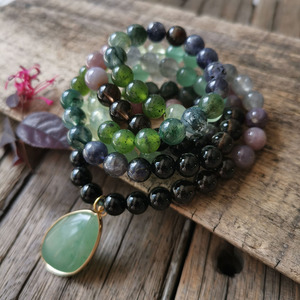 Cuentas de piedra de prehnita de jade lolita de 8 mm, collar de aventurina, pulsera Green Sister, accesorios de meditación, joyería curativa, cuentas de yoga - Product Image 3