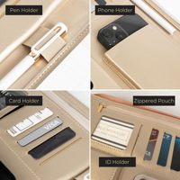 Tas Portofolio Kulit Profesional Berwarna-warni untuk Dokumen Bisnis, Kartu Nama, dan Telepon, Dilengkapi Resleting
