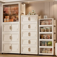 Armoire de rangement portable pliable multi-niveaux avec doubles portes et tringle à vêtements pour le rangement des vêtements et des articles divers dans la chambre
