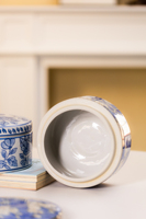Ensemble de boîtes rondes en porcelaine bleue et blanche Art Déco, motif floral peint à la main, boîte de rangement en céramique, décoration d'intérieur