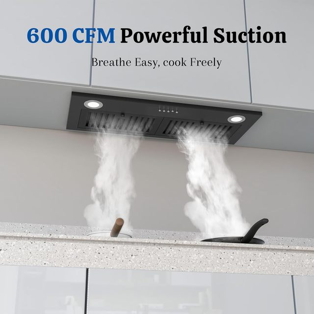 Electric 30inch Stainless Steel Slide-Out Built-in Range Hood Insert with LED Light 600CFM Low Noise for Household & Hotel Use