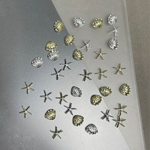 Mini Breloques Métalliques en Alliage Or et Argent pour Nail Art, Motifs Coquillages et Étoiles de Mer 3D Thème Océan Estival, Décoration de Manucure - Product Image 6