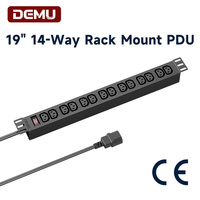 Unité de distribution d'alimentation 19 pouces, 14 prises IEC C13, 10A 2500W, disjoncteur de surcharge pour rack de serveur informatique CE
