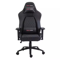Chaise de jeu ergonomique noire avec revêtement en cuir PU, structure en fer, hauteur réglable, support lombaire pour bureau et salle de jeu