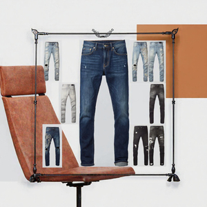 Jeans de Mezclilla para Hombre, Lavado a la Piedra, con Estampado de Leopardo 3D, Rasgados, de Pierna Recta, Cintura Media, Estilo Punk, Diseño Personalizado con Logotipo, Venta al Por Mayor - Product Image 3