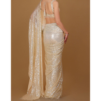 Blouse en Georgette Entièrement Brodée SJ, Sarees Bollywood à Paillettes, Saree en Tulle Brodé à Paillettes, Saree à Paillettes