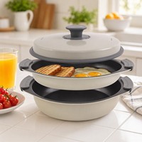 Plat de cuisson multifonctionnel en pierre pour micro-ondes avec revêtement PTFE, idéal pour rôtir et cuire rapidement sans huile et sainement