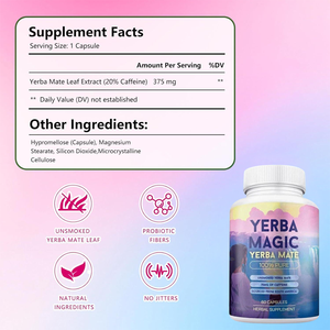 Capsule Premium di Yerba Mate 100% Pura Non Affumicata con 75mg di Caffeina e Antiossidanti per Energia Quotidiana per Adulti - Product Image 2