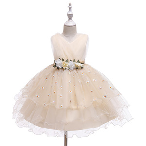 Vestido de princesa sin mangas con estampado floral amarillo para niñas, disfraz para actuación en escenario 2033 - Product Image 5