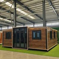 Casa contenedor plegable de doble ala, casa prefabricada expandible, casa portátil para vivienda familiar