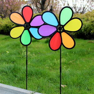 28cm ornamento da giardino per bambini con bordo nero tessuto di colore mulino a vento all'aperto macchina per filatura al Neon bicicletta decorazione giardino - Product Image 4