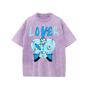 Camiseta de algodón 100% lavada con ácido con estampado Digital Retro para hombre de alta calidad con diseño de patrón y ajuste de gran tamaño de longitud corta y larga - Product Image 4