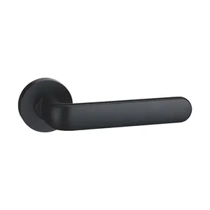 NAICHI Modern Square Solid Black Aluminium Lever Door Handle Home Toilet Interior Lever Door Lock Handle For Wood Door